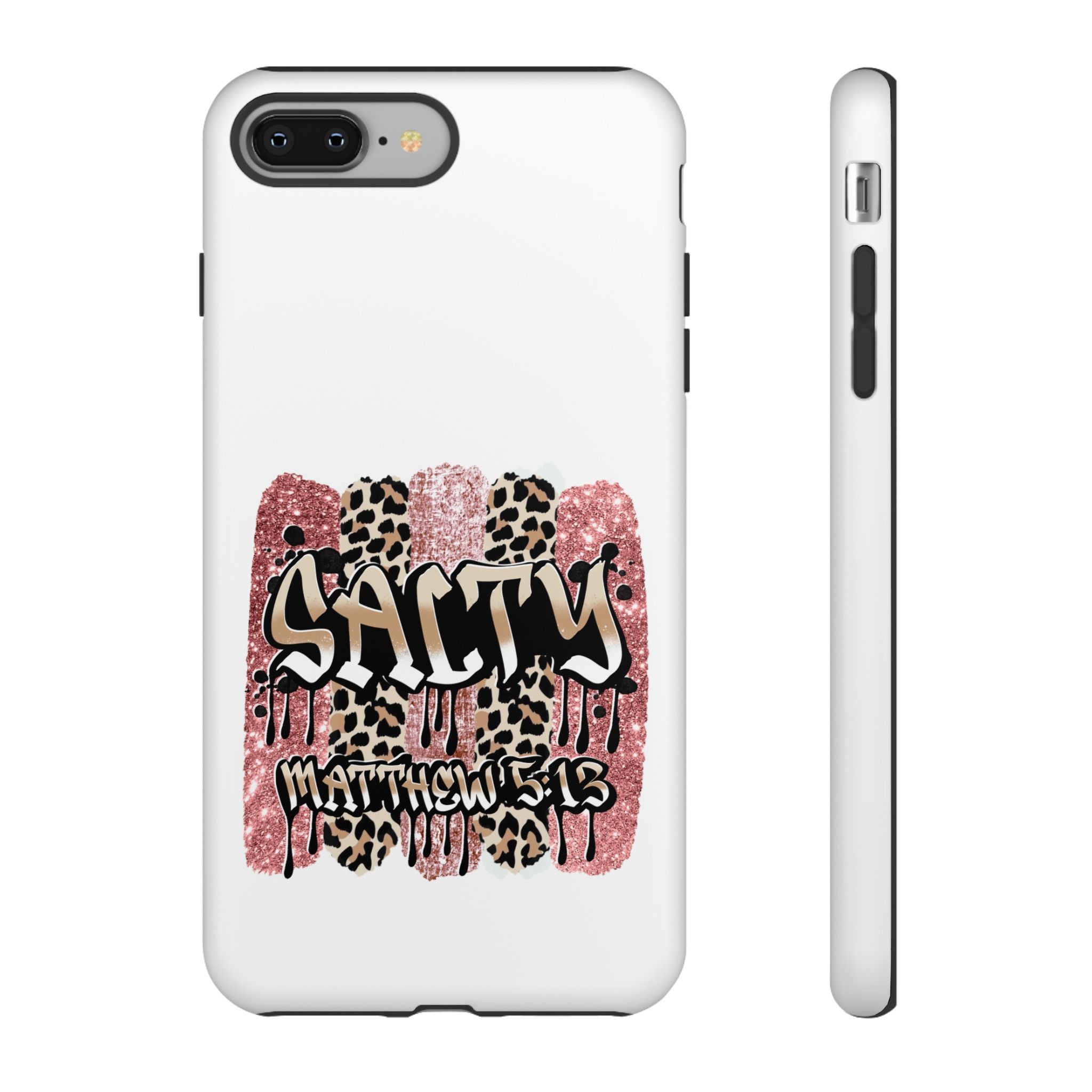 Salty Matthew 5:13 Scripture Leopard Pink Glitter Tough Case — Matthew 5:13 Scripture Phone Cover