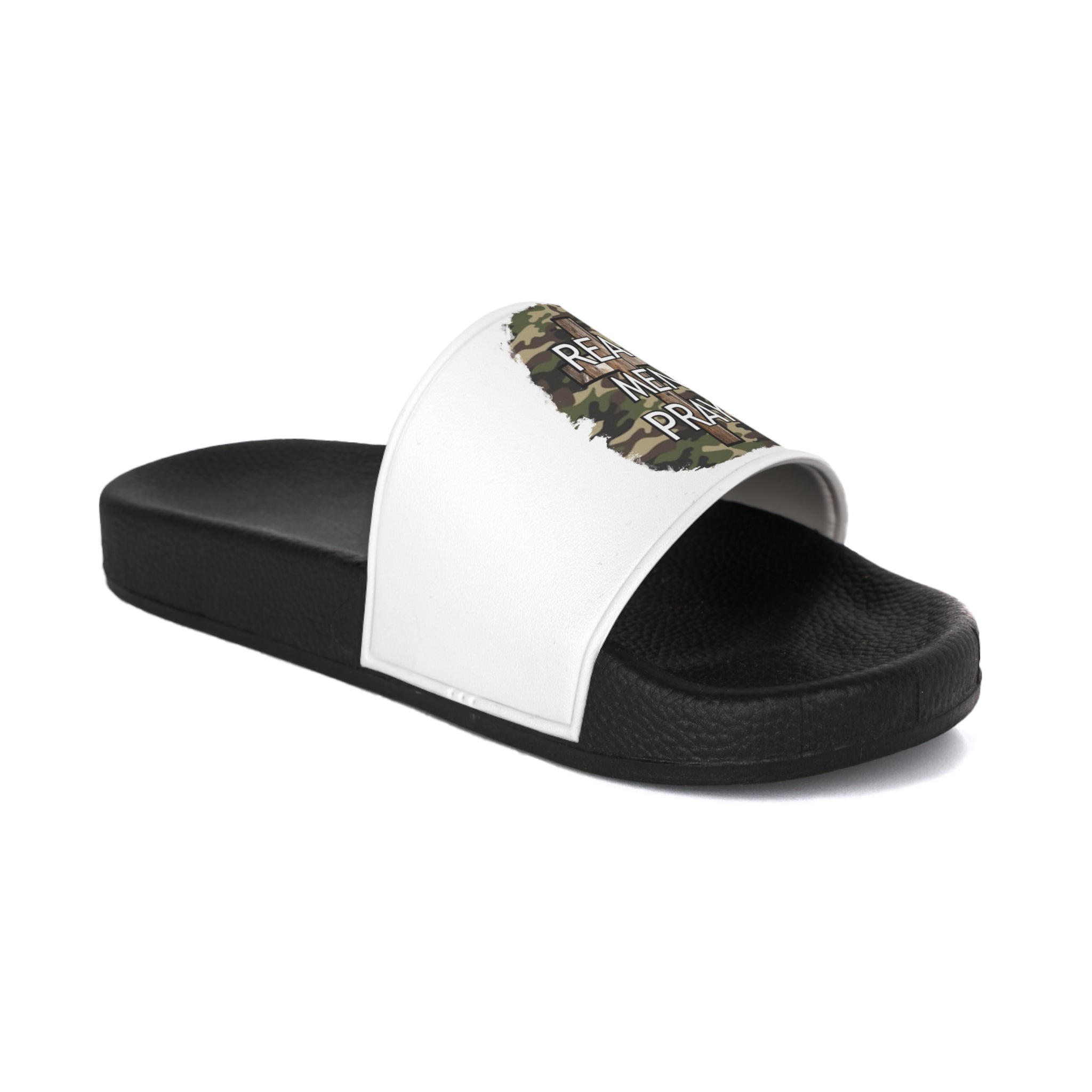Real Men Pray Camo Slide Sandals — Men’s Comfortable Church & Casual Pool Slides