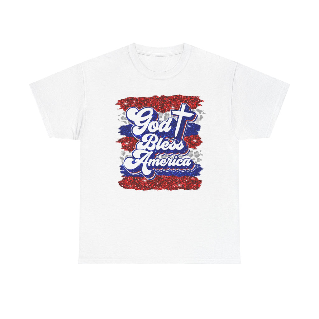 God Bless America Tee – Patriotic Cross Graphic Shirt