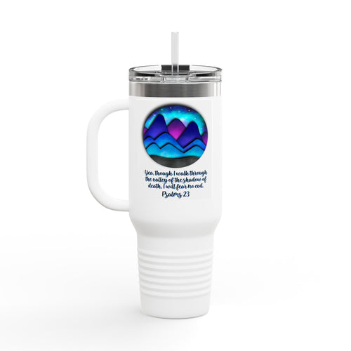40oz Insulated Travel Mug — Psalm 23 Mountain Design (Keepers of the Valley)