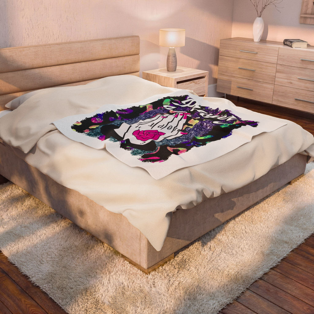 Prayer Warrior Velveteen Plush Blanket – Colorful Glam Praying Hands Design