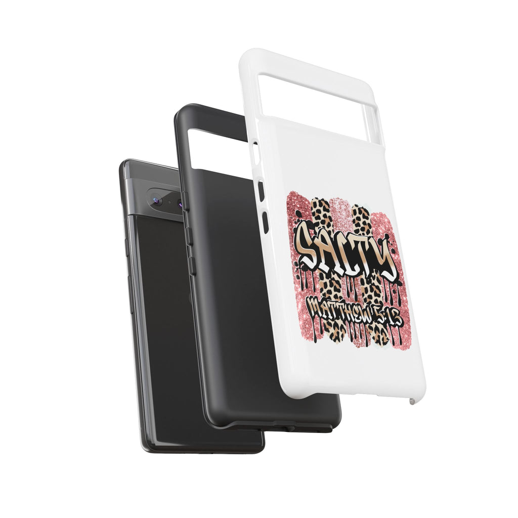 Salty Matthew 5:13 Scripture Leopard Pink Glitter Tough Case — Matthew 5:13 Scripture Phone Cover