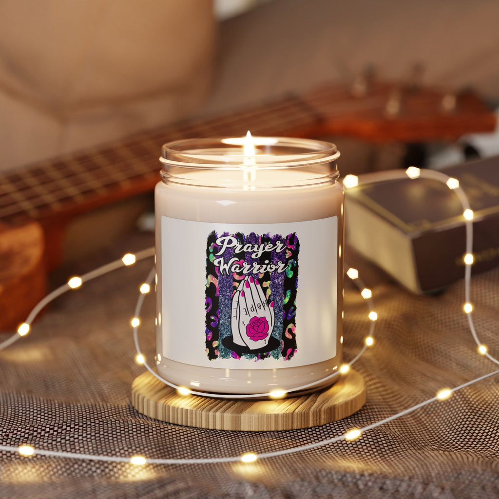 Prayer Warrior Soy Candle — 9oz Scented Jar Candle with Praying Hands Design