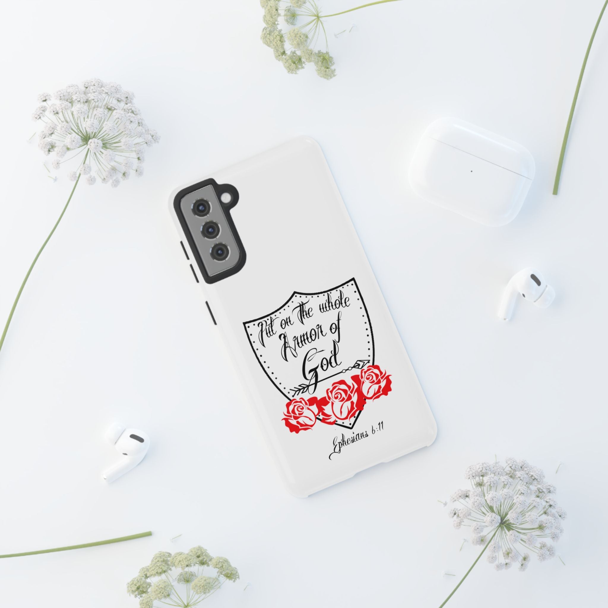 Armor of God Phone Case — Ephesians 6:11 Christian Floral Protective Cover