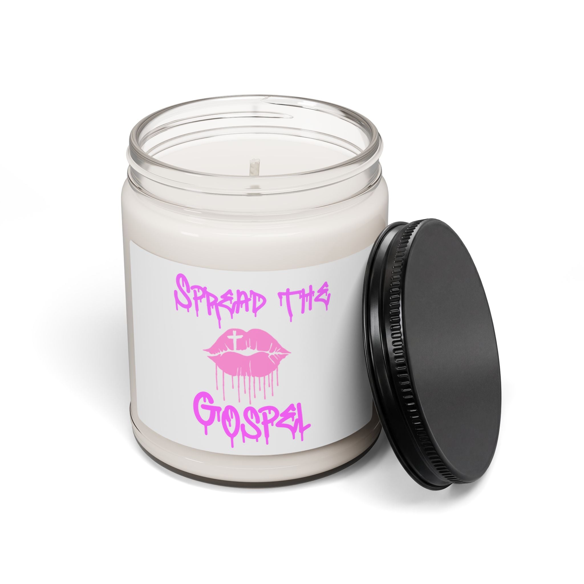 Soy Candle — “Spread The Gospel” Pink Lip Graphic Scented Candle (9oz)
