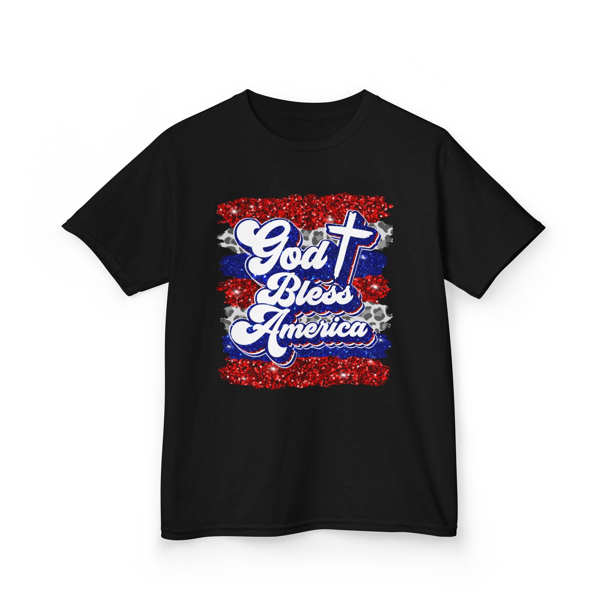 Kids T‑Shirt — "God Bless America" Patriotic Cross Design