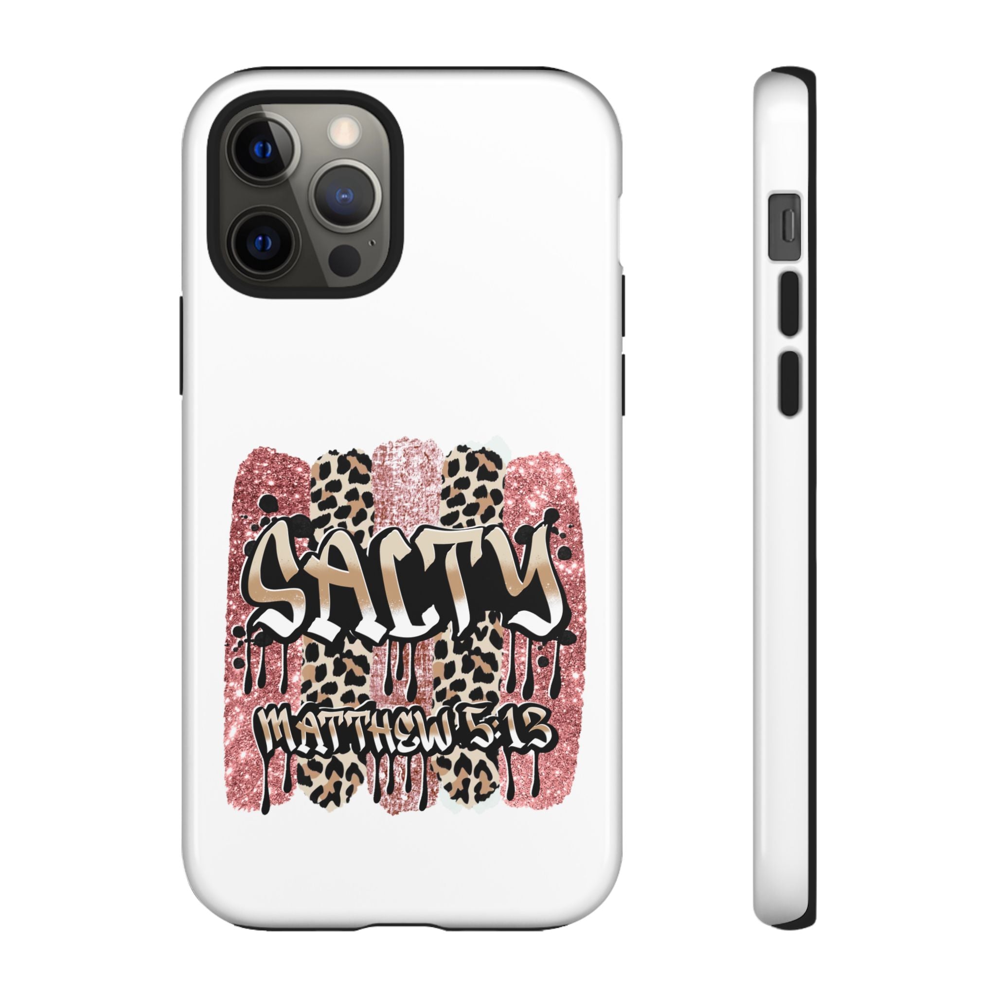 Salty Matthew 5:13 Scripture Leopard Pink Glitter Tough Case — Matthew 5:13 Scripture Phone Cover
