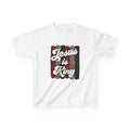 Kids Tee — "Jesus is King" Leopard & Plaid Christian Graphic