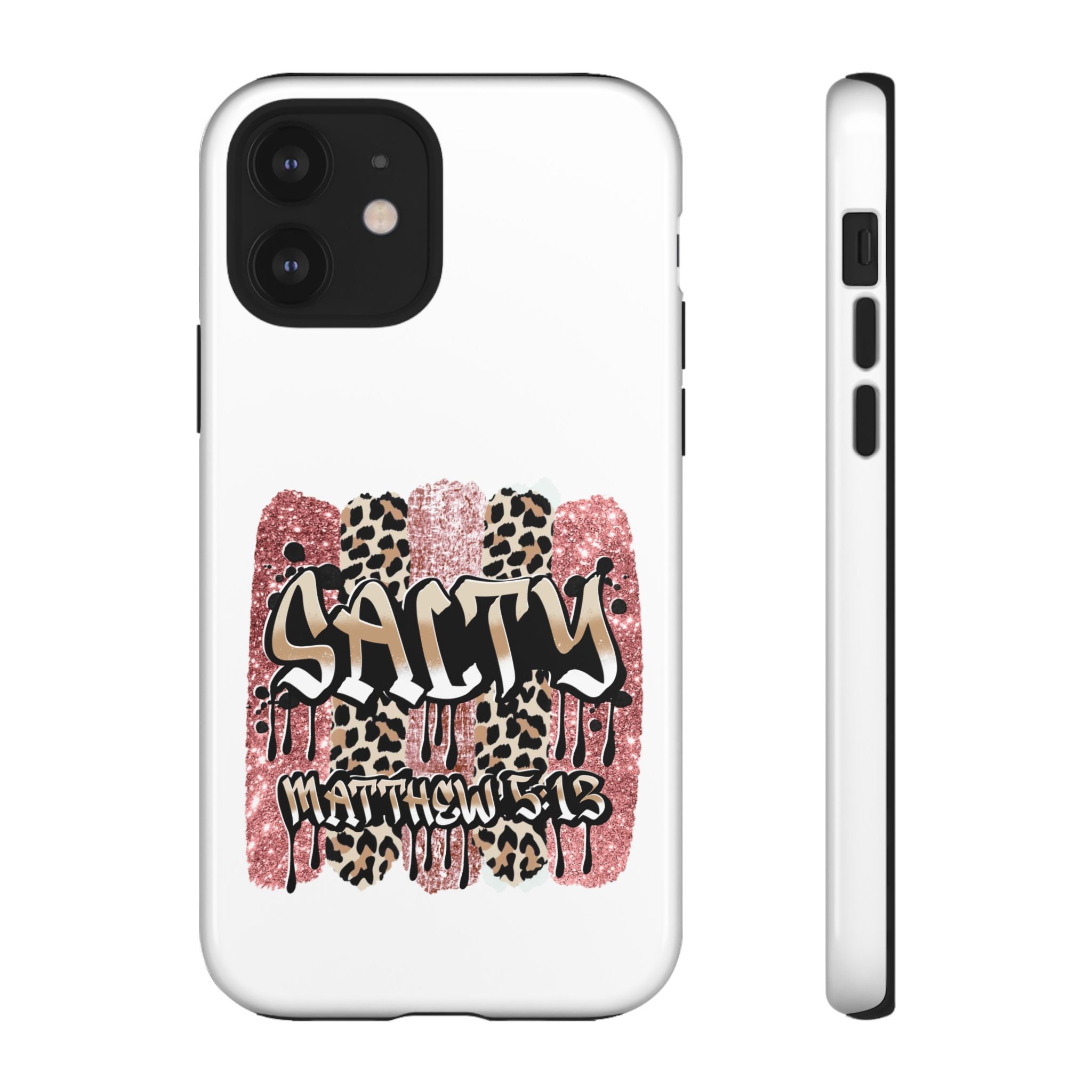 Salty Matthew 5:13 Scripture Leopard Pink Glitter Tough Case — Matthew 5:13 Scripture Phone Cover
