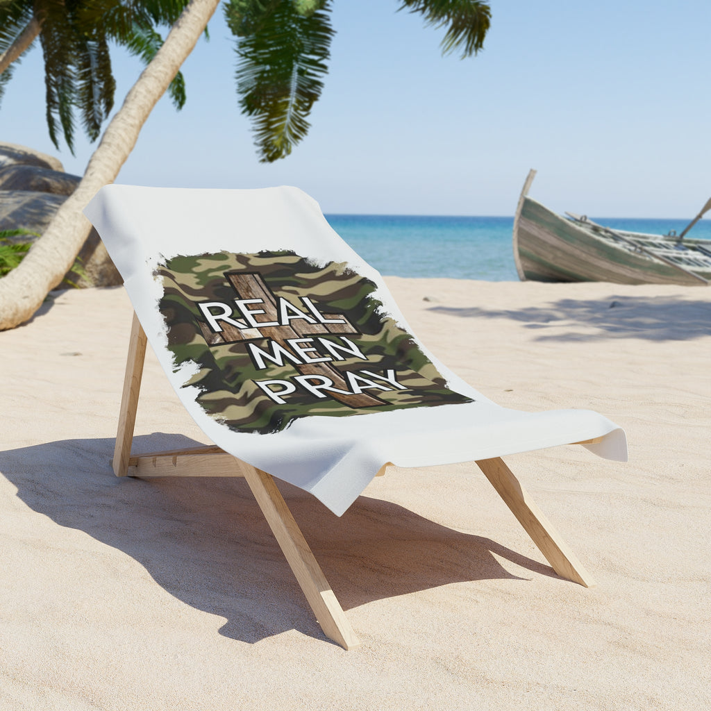 Camo "Real Men Pray" Beach Towel