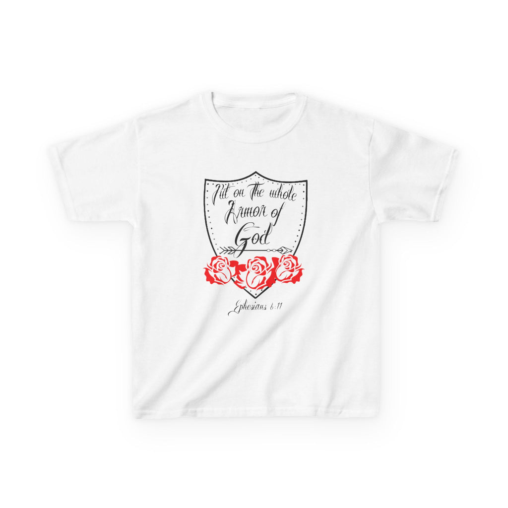 Kids T‑Shirt — "Put on the Whole Armor of God" Floral Scripture Tee