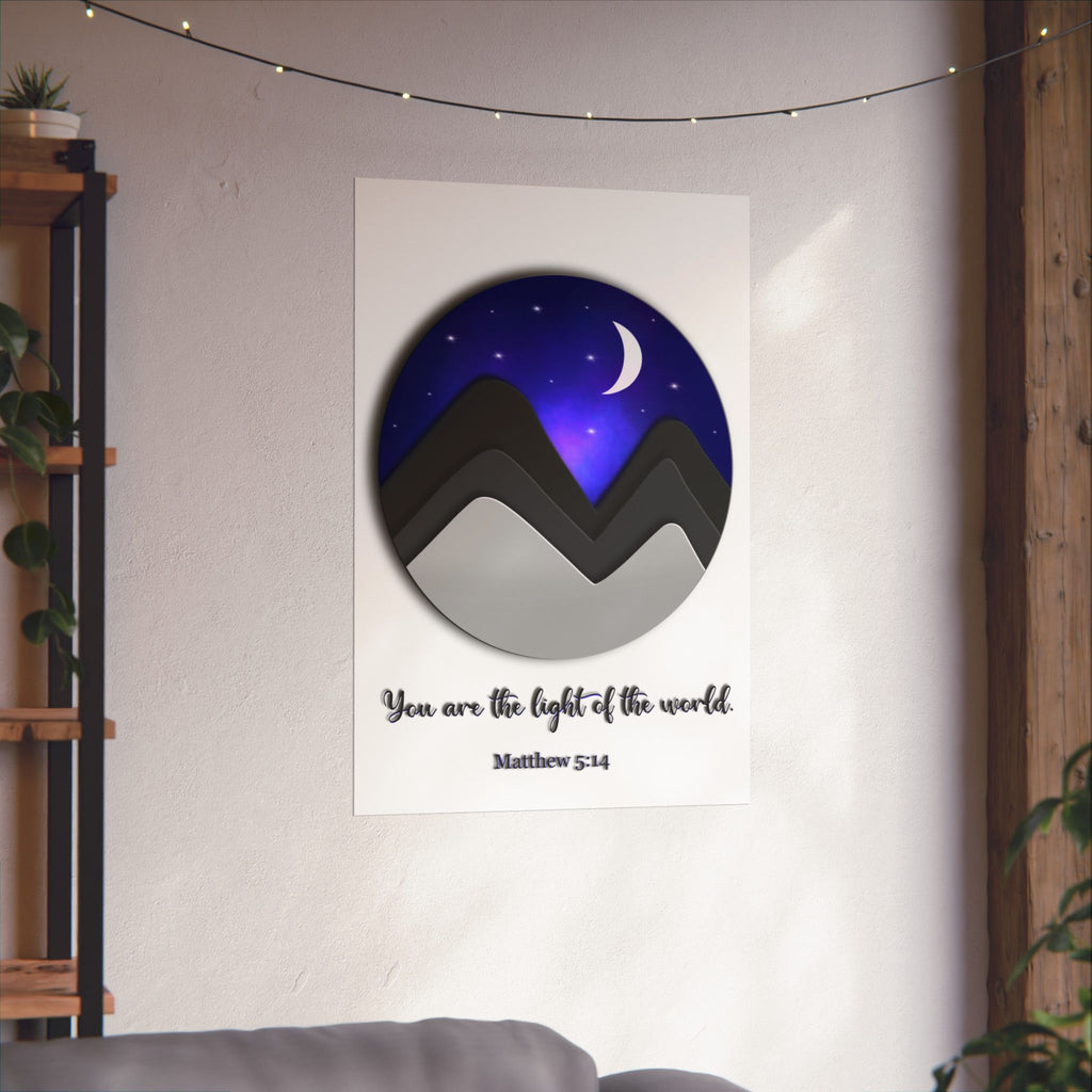Inspirational Night Sky Poster — "You Are the Light of the World" Matte Vertical Art