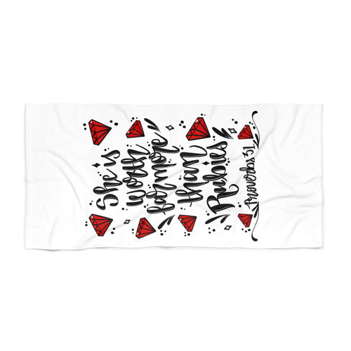 Beach Towel — "She's Worth More Than Rubies" Proverbs 31 Woman