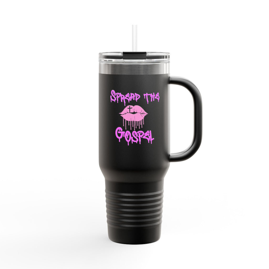40oz Insulated Travel Mug — “Spread the Gospel” Pink Lip Graphic