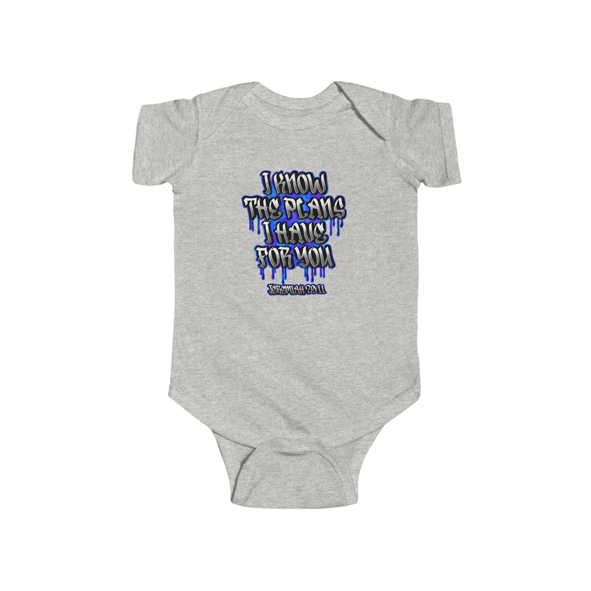 Infant Bodysuit — "I Would The Plans I Have It For You" Cute Blue Drip Graphic Baby Onesie