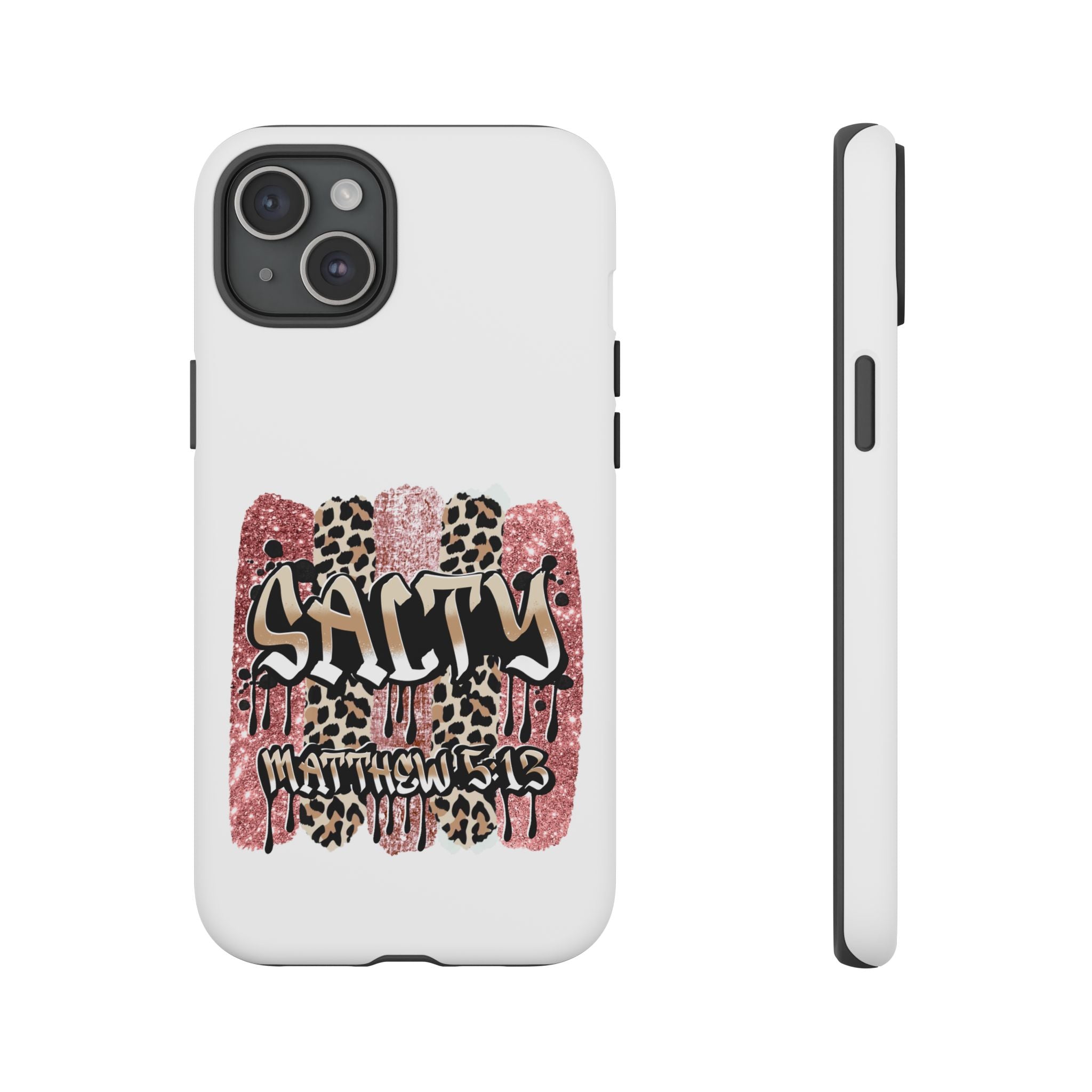 Salty Matthew 5:13 Scripture Leopard Pink Glitter Tough Case — Matthew 5:13 Scripture Phone Cover