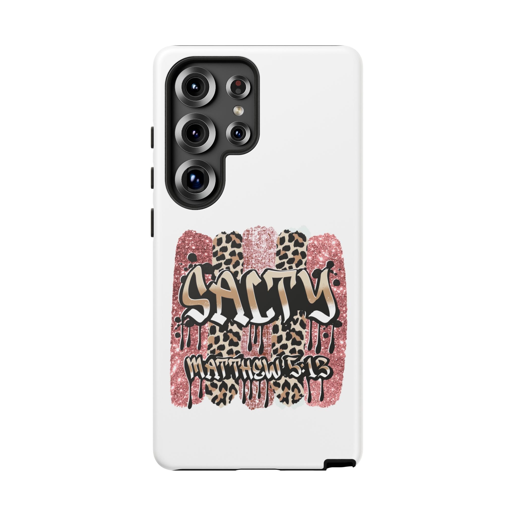 Salty Matthew 5:13 Scripture Leopard Pink Glitter Tough Case — Matthew 5:13 Scripture Phone Cover