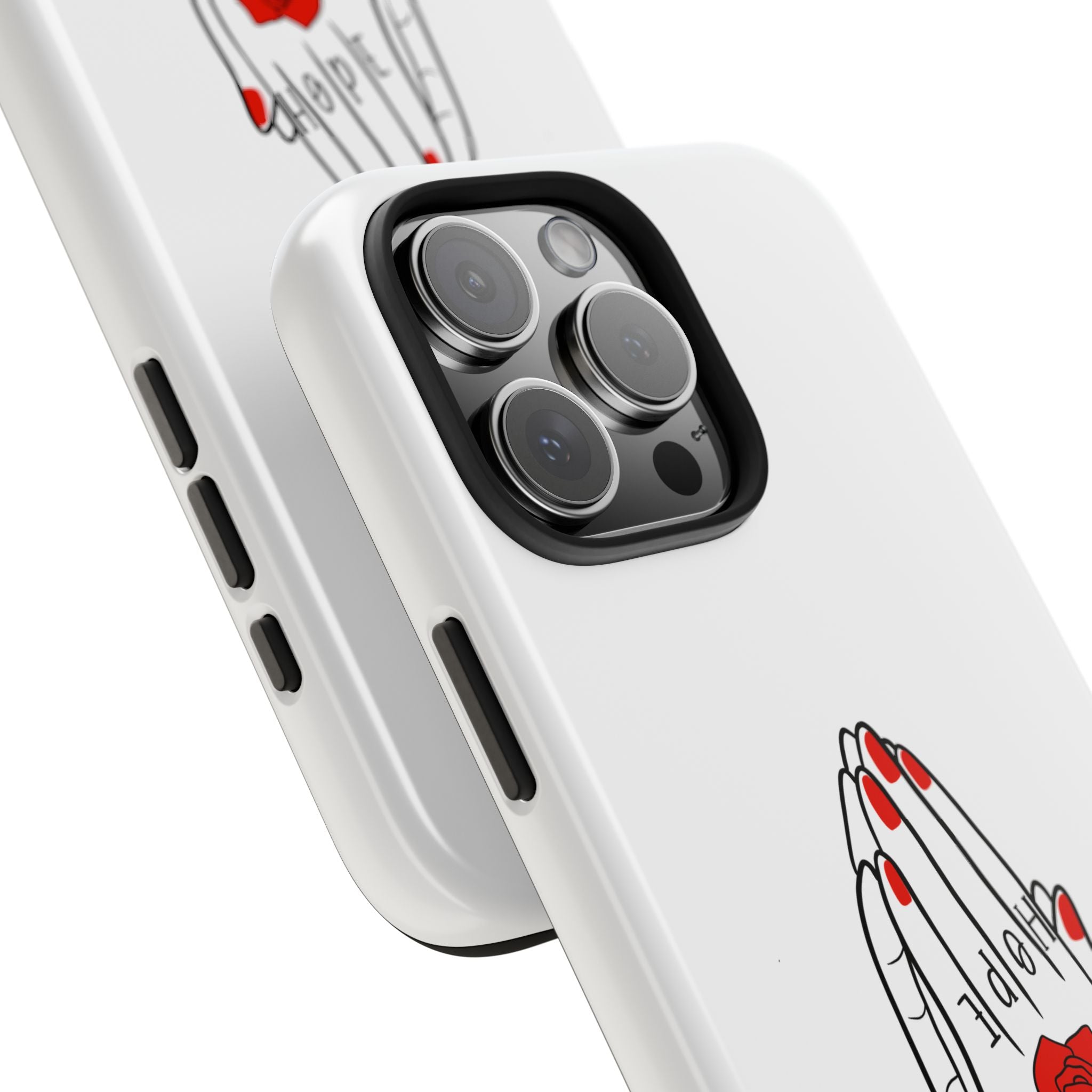 Pray Harder Phone Case — Tough Protective Phone Cover with Praying Hands & Rose Design