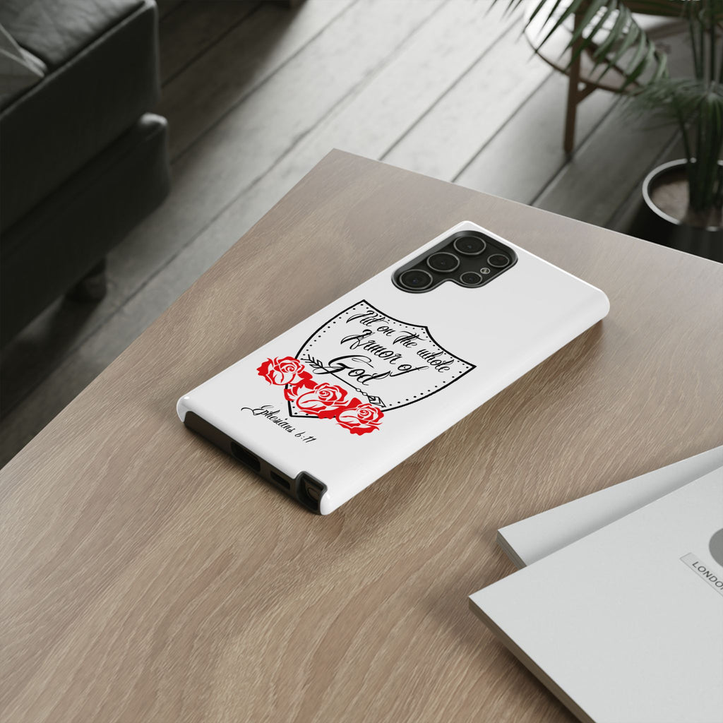 Armor of God Phone Case — Ephesians 6:11 Christian Floral Protective Cover