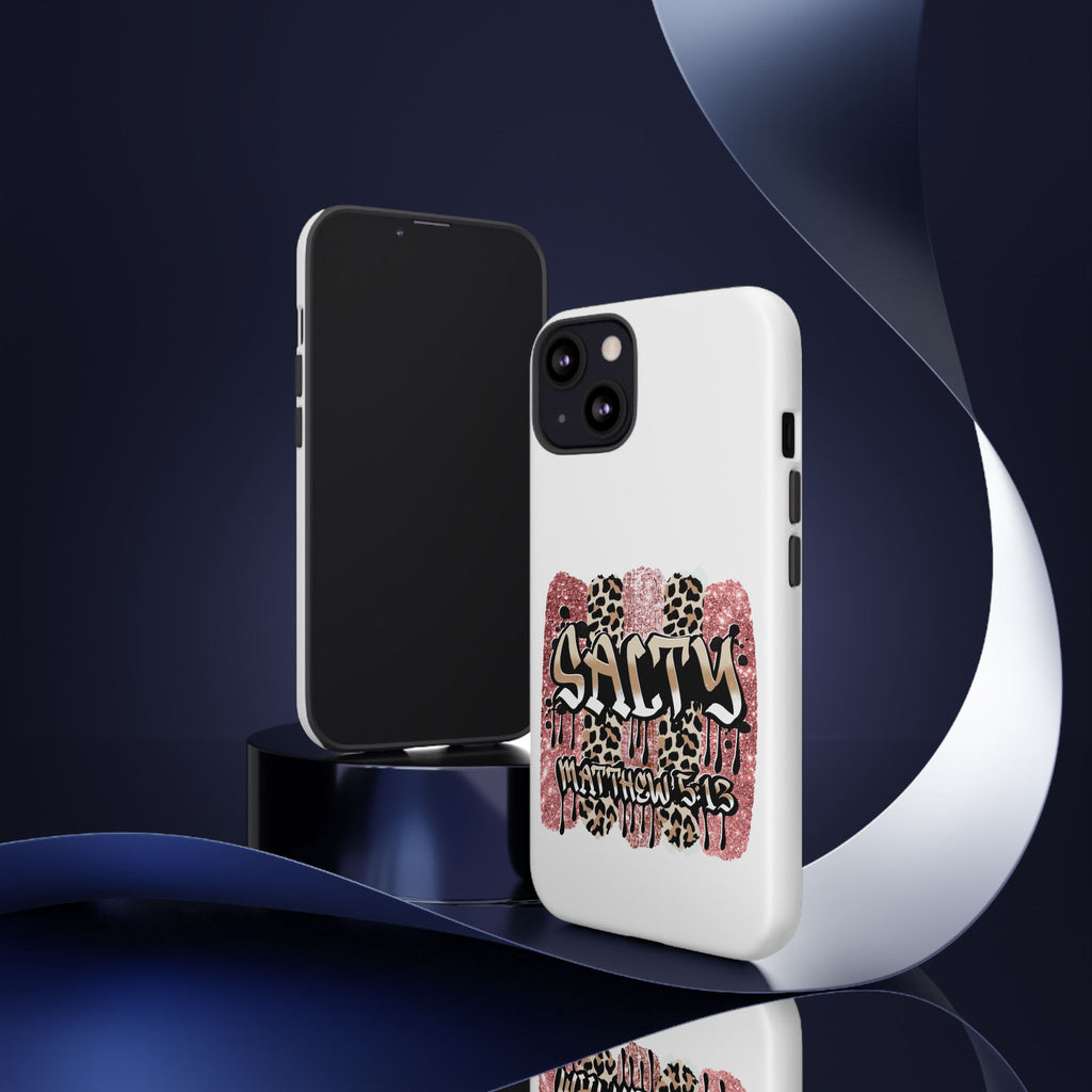 Salty Matthew 5:13 Scripture Leopard Pink Glitter Tough Case — Matthew 5:13 Scripture Phone Cover