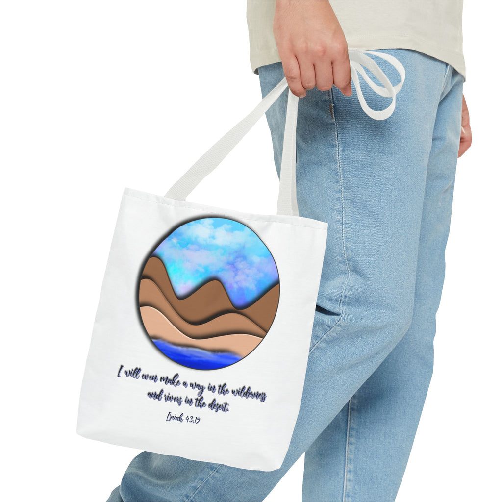 Inspirational Mountains Tote —  Scripture Landscape Tote Bag