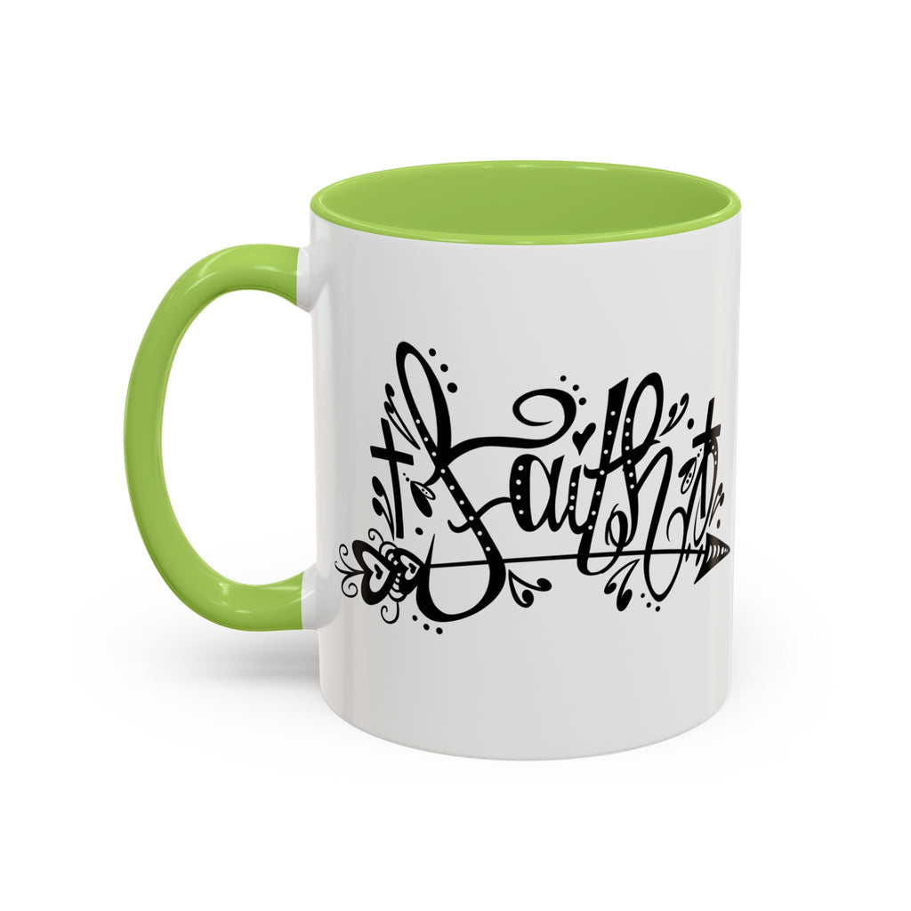 Faith Script Accent Coffee Mug – Black Handle & Rim, Inspirational Christian Gift