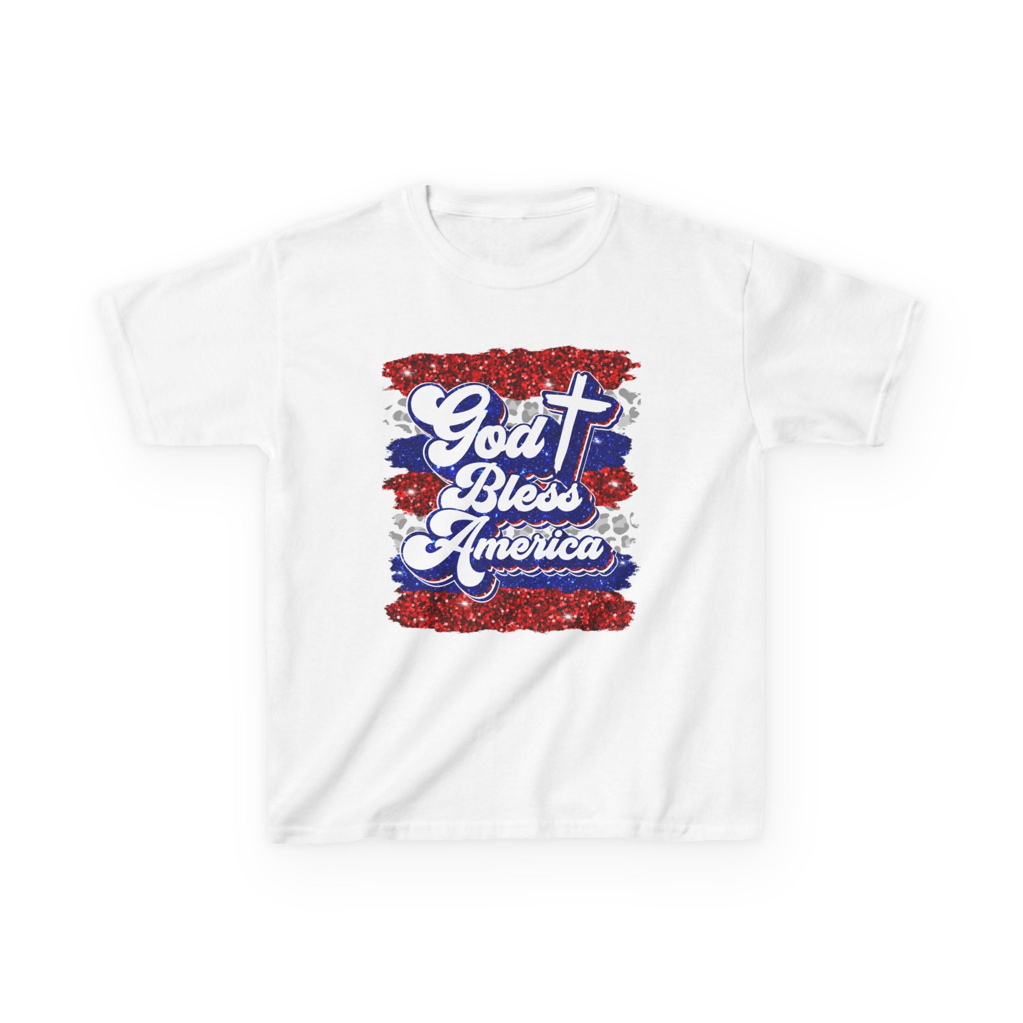 Kids T‑Shirt — "God Bless America" Patriotic Cross Design