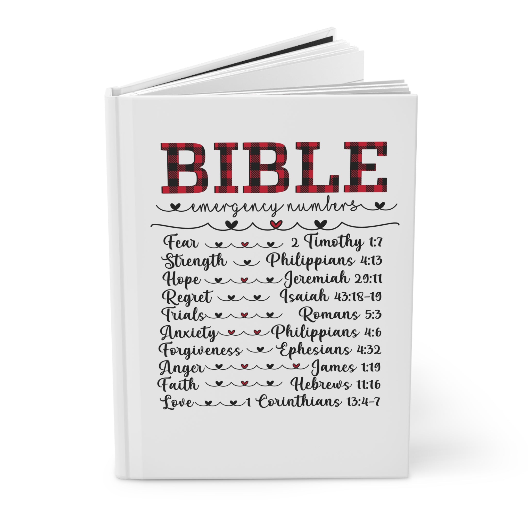 Bible Emergency Numbers Hardcover Journal — Scripture Reference Notebook