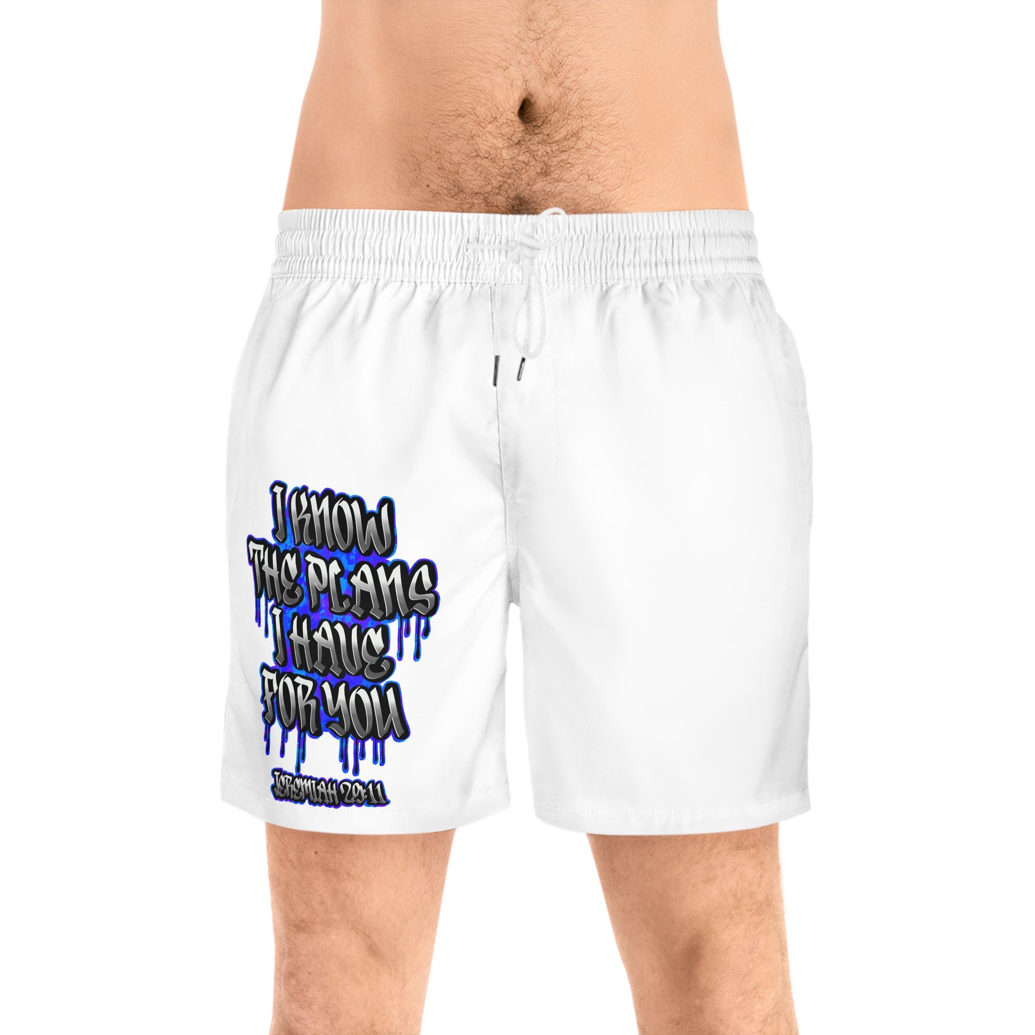 Bible Verse Swim Shorts - "I Know The Plans I Have For You" Mid-Length Beach Trunks