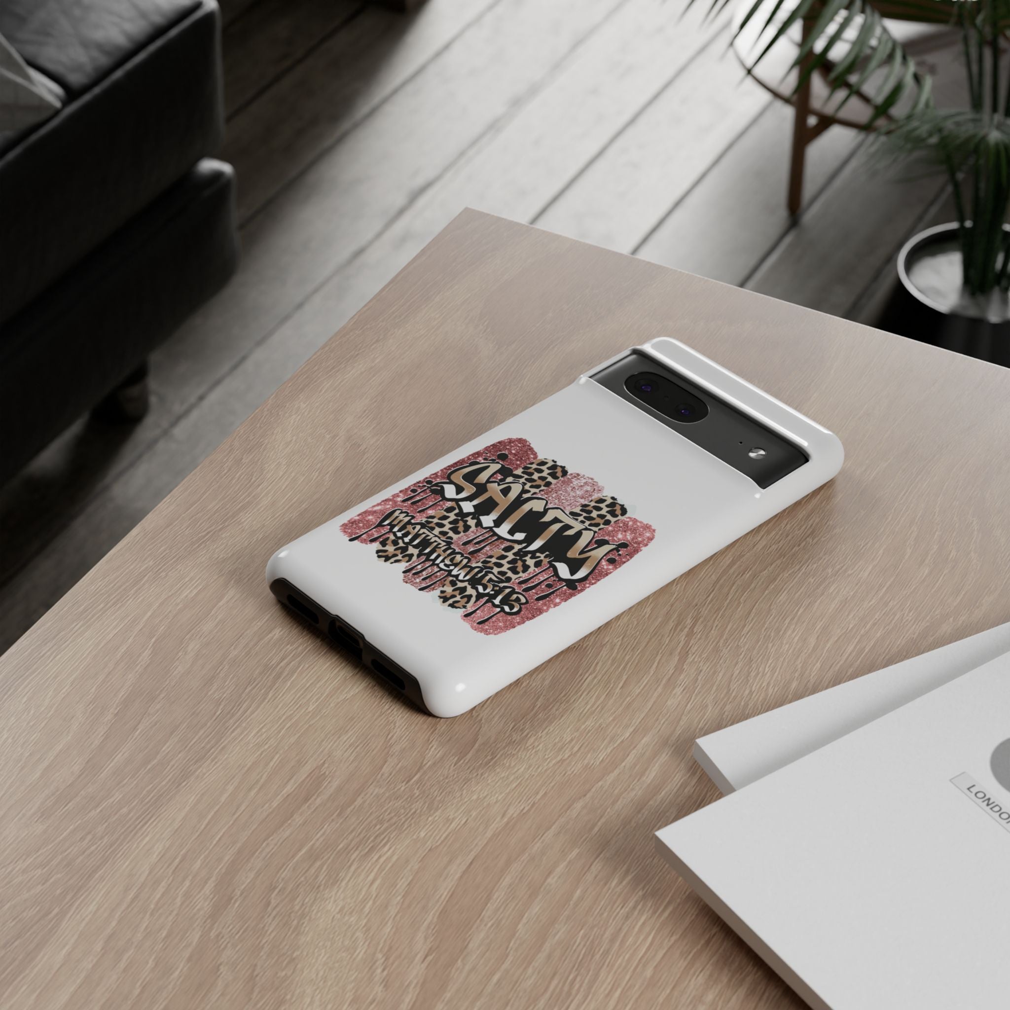 Salty Matthew 5:13 Scripture Leopard Pink Glitter Tough Case — Matthew 5:13 Scripture Phone Cover