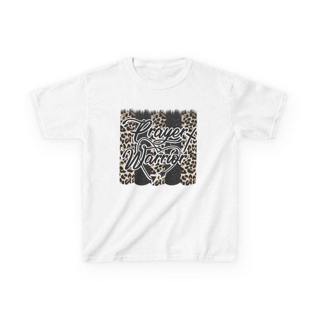 Kids Tee — "Prayer Warrior" Leopard Print Graphic