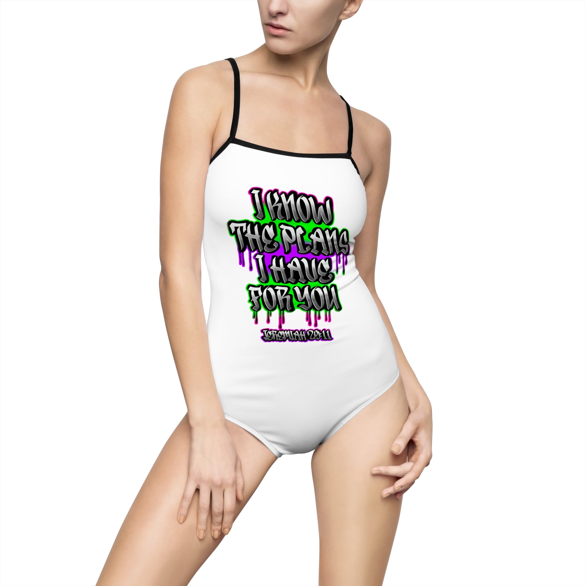 Women's One-piece Swimsuit Bible Verse Graffiti Scripture