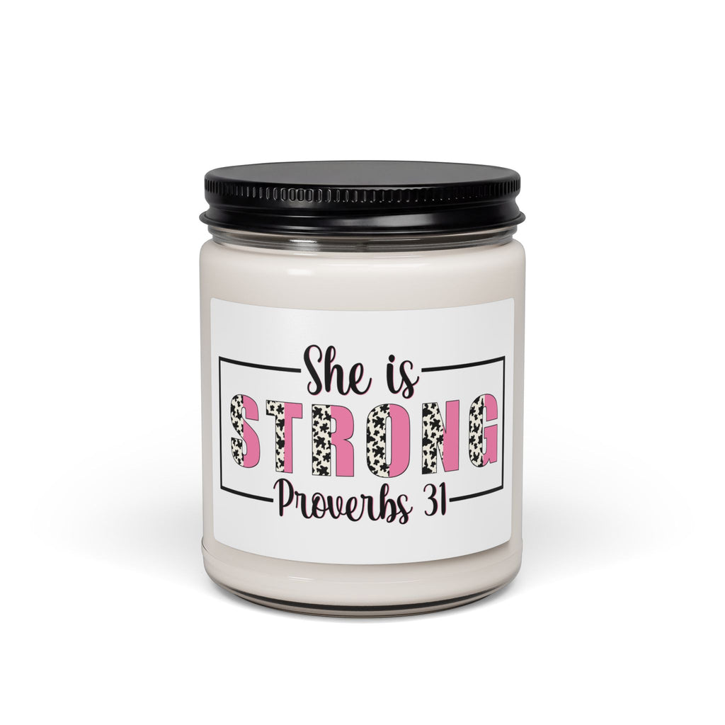 She Is Strong Proverbs 31 Scented Soy Candle — 9oz Inspirational Christian Gift
