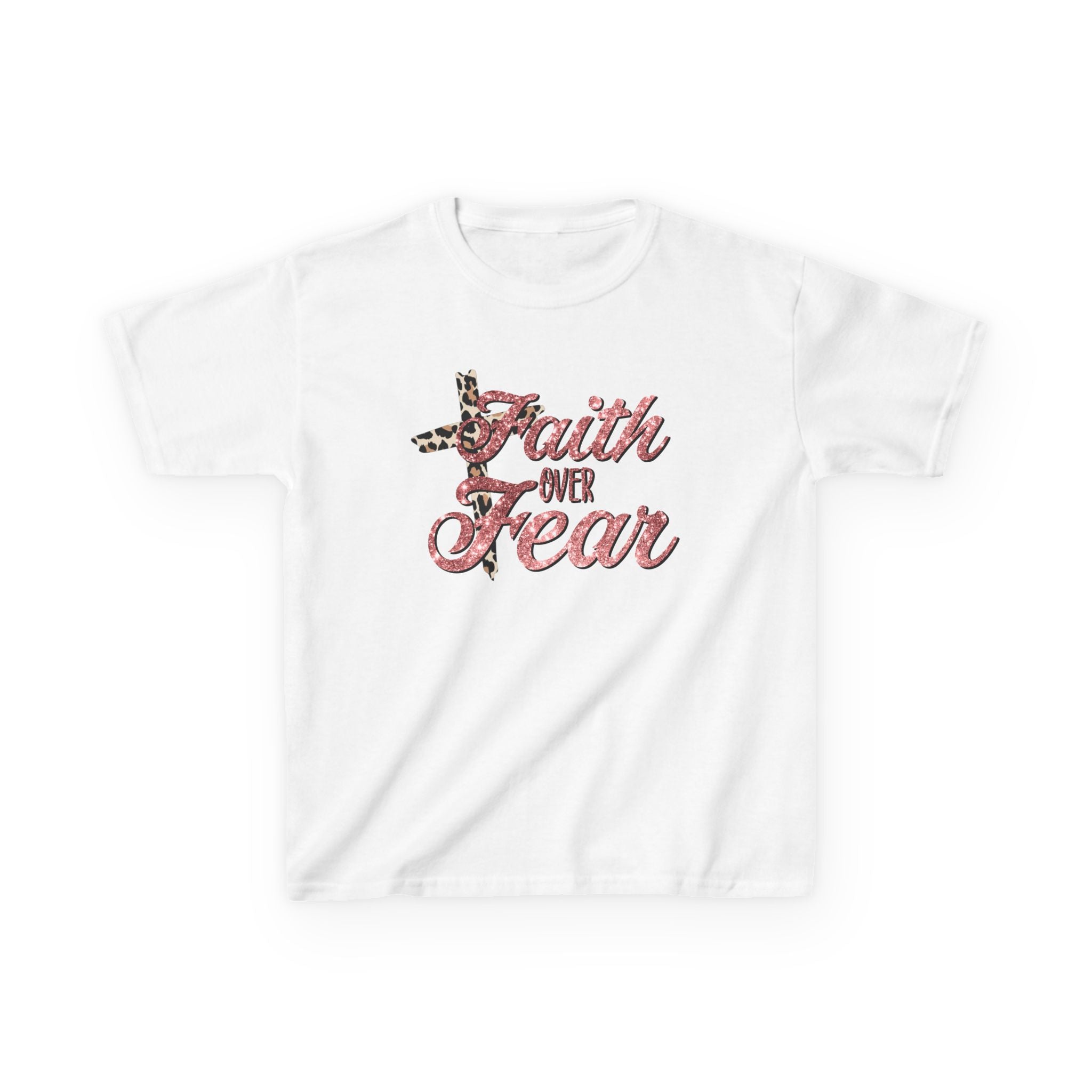 Kids T‑Shirt — "Faith Over Fear" Floral Cross Graphic