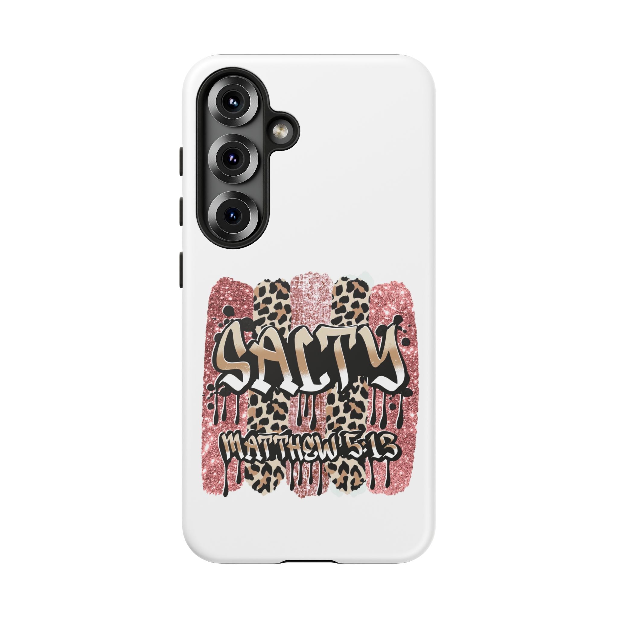 Salty Matthew 5:13 Scripture Leopard Pink Glitter Tough Case — Matthew 5:13 Scripture Phone Cover