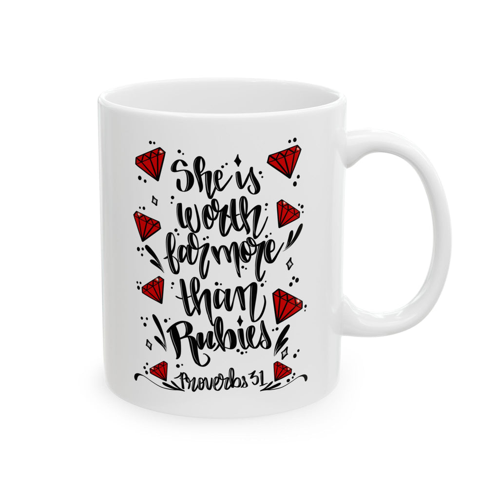 Proverbs 31 Woman Ceramic Mug - Bible Verse Coffee Tea Cup (11oz & 15oz)