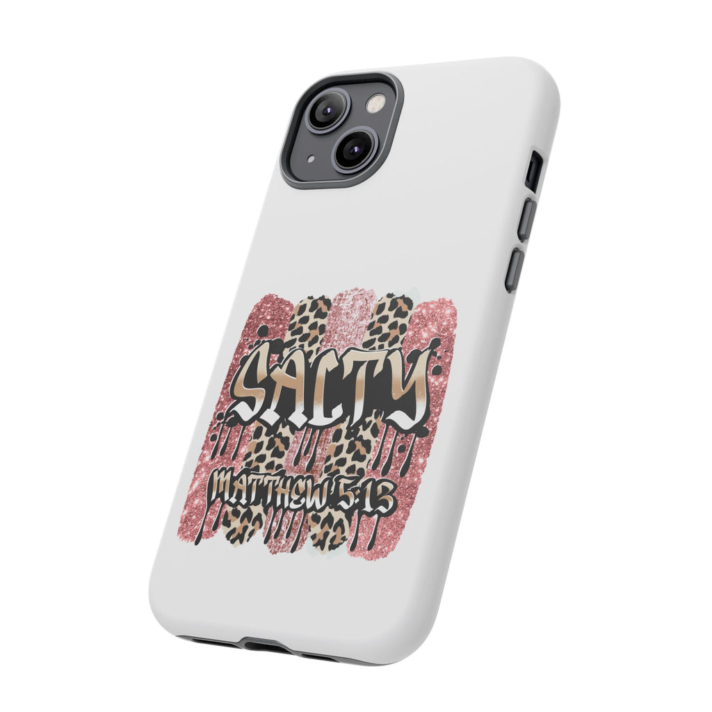 Salty Matthew 5:13 Scripture Leopard Pink Glitter Tough Case — Matthew 5:13 Scripture Phone Cover