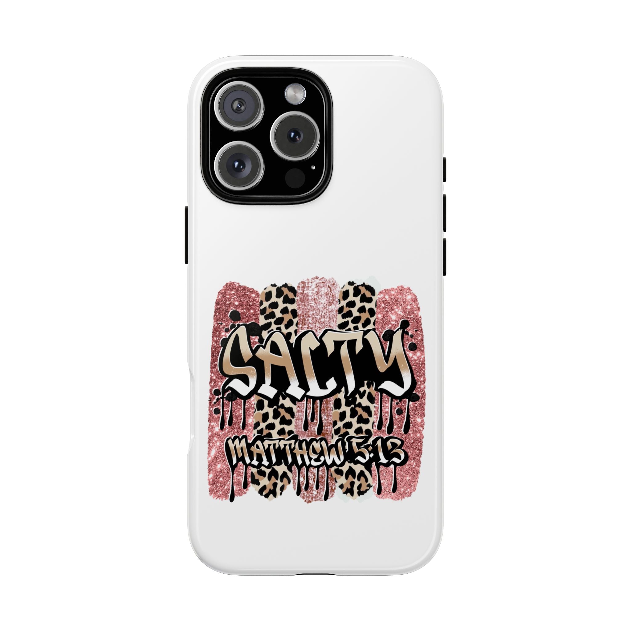 Salty Matthew 5:13 Scripture Leopard Pink Glitter Tough Case — Matthew 5:13 Scripture Phone Cover
