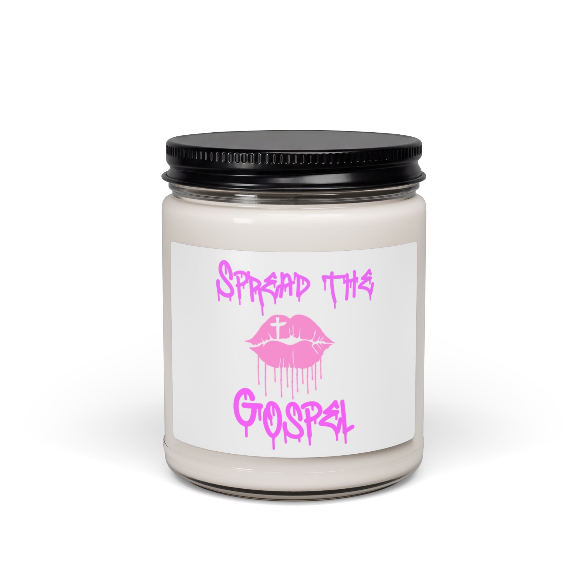 Soy Candle — “Spread The Gospel” Pink Lip Graphic Scented Candle (9oz)