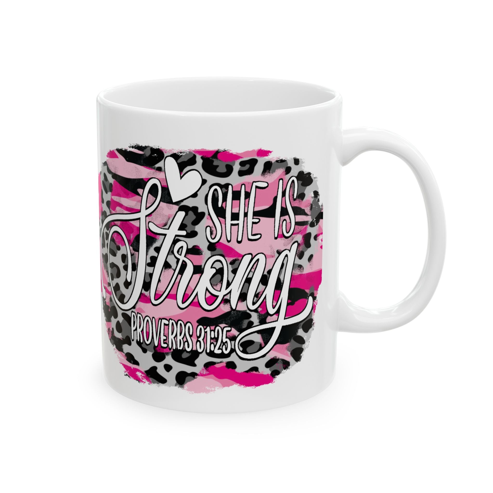 She Is Strong Proverbs 31 Christian Ceramic Mug – Motivational Coffee Cup (11oz/15oz)