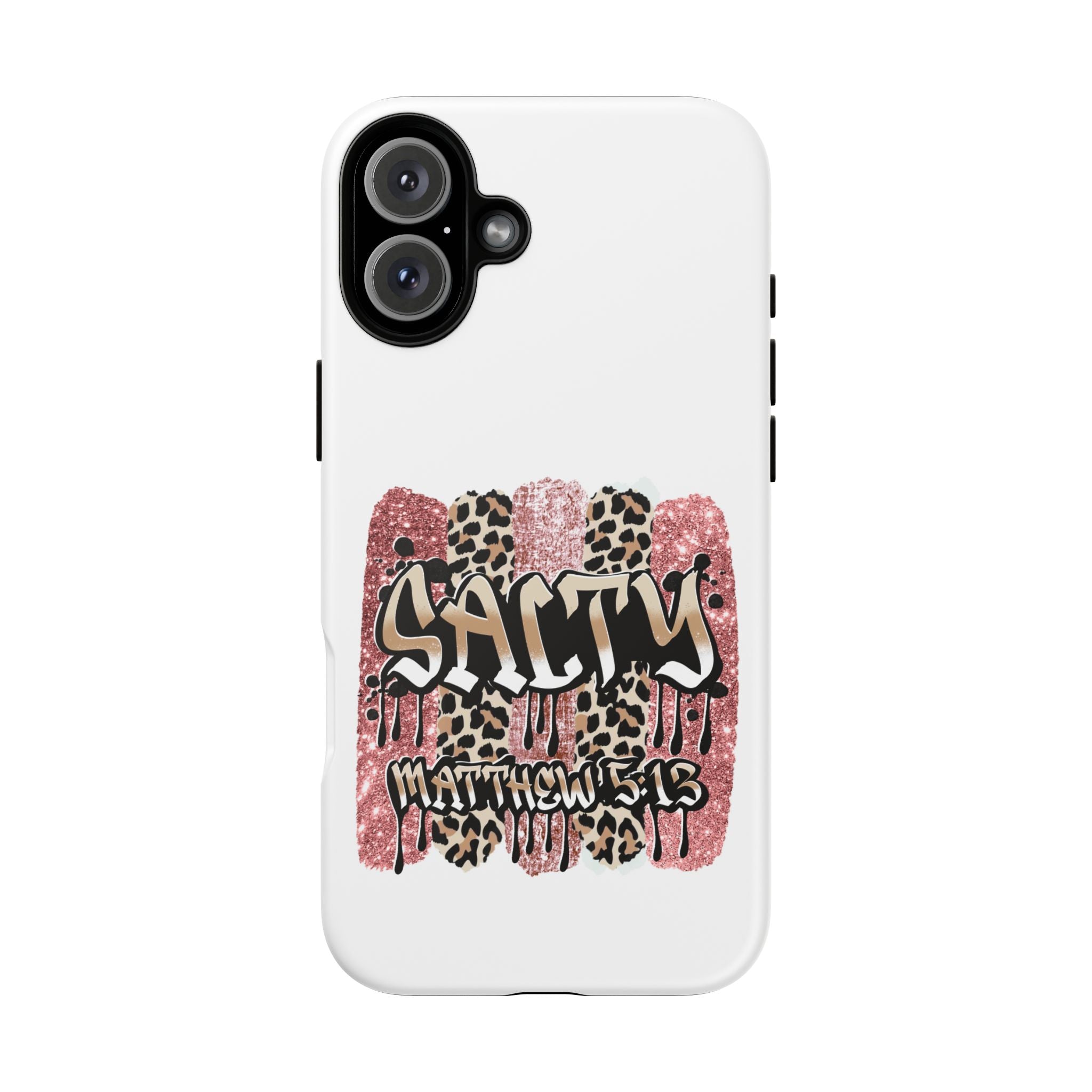 Salty Matthew 5:13 Scripture Leopard Pink Glitter Tough Case — Matthew 5:13 Scripture Phone Cover