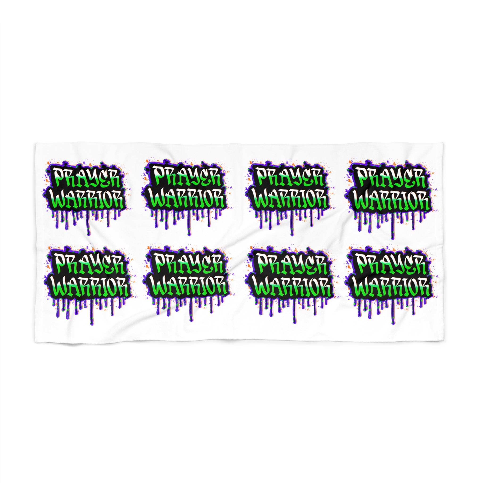 Prayer Warrior Beach Towel — Vibrant Graffiti Faith Towel for Church Retreats & Vacation