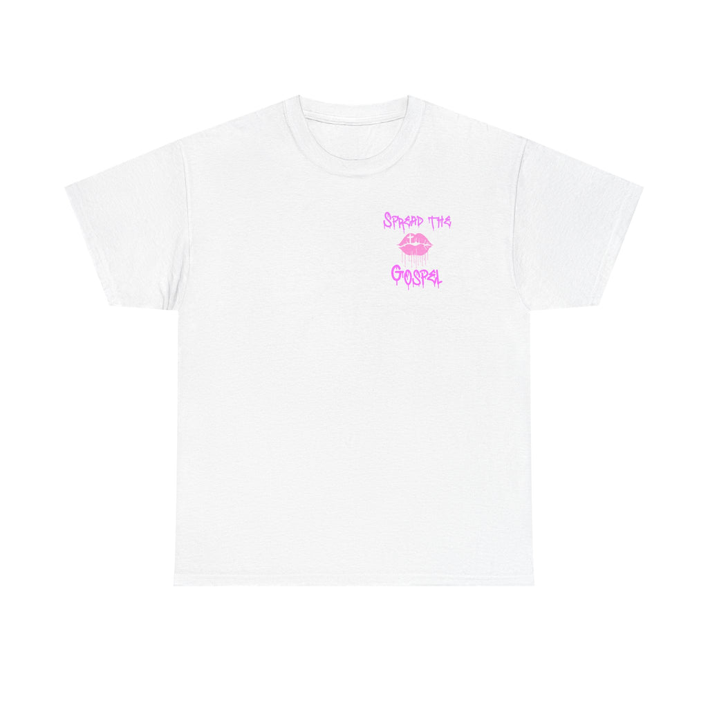 Spread the Gospel Lip Graphic T-Shirt — Pink Drip Christian Tee