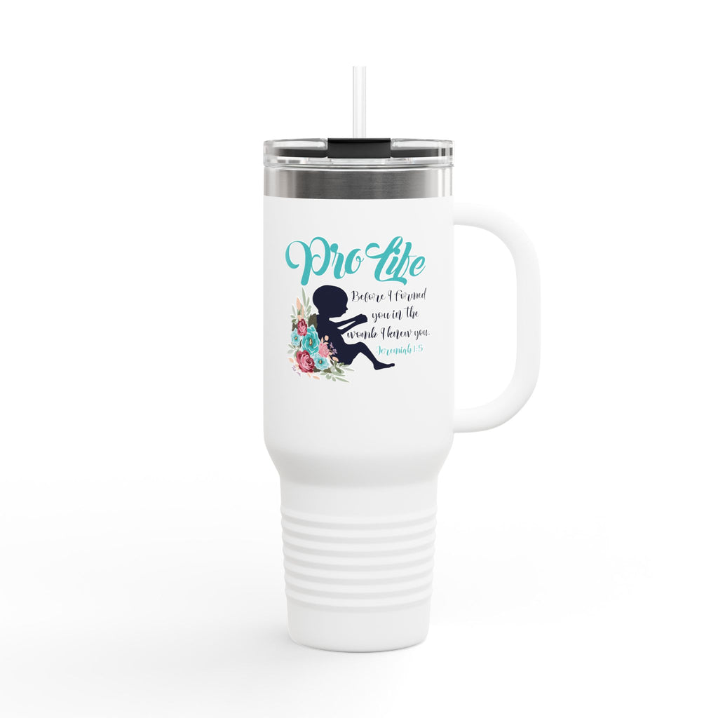 40oz Insulated Travel Mug – 'ProLife Bible Verse Tumbler