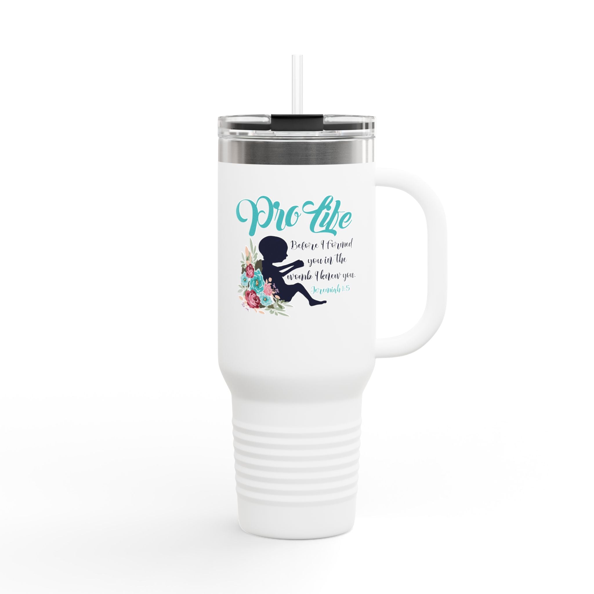 40oz Insulated Travel Mug – 'ProLife Bible Verse Tumbler