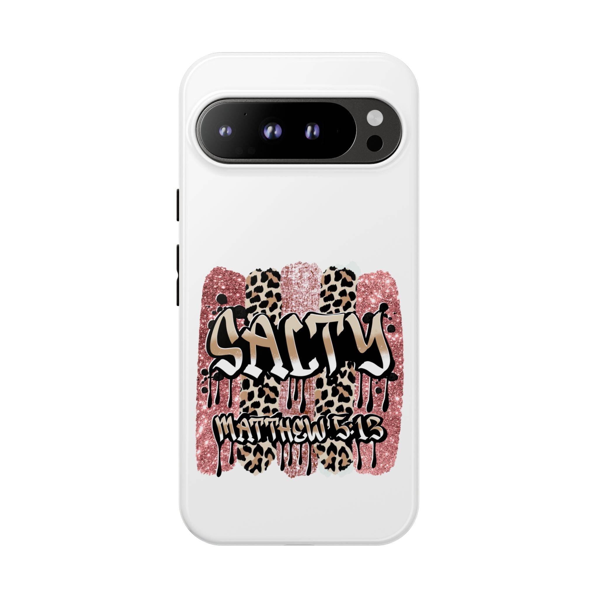 Salty Matthew 5:13 Scripture Leopard Pink Glitter Tough Case — Matthew 5:13 Scripture Phone Cover