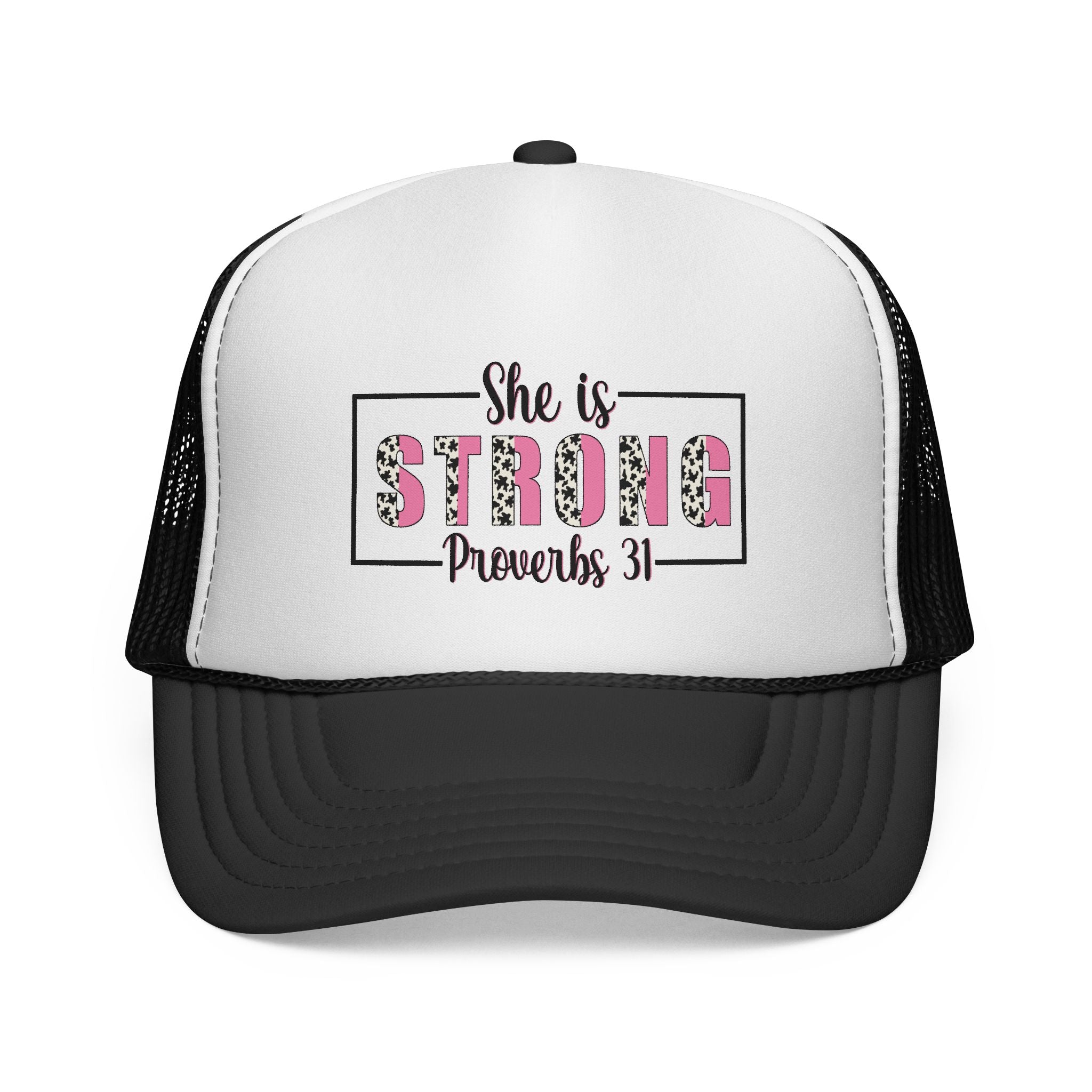 She Is Strong Trucker Cap – Proverbs 31 Inspirational Mesh Hat