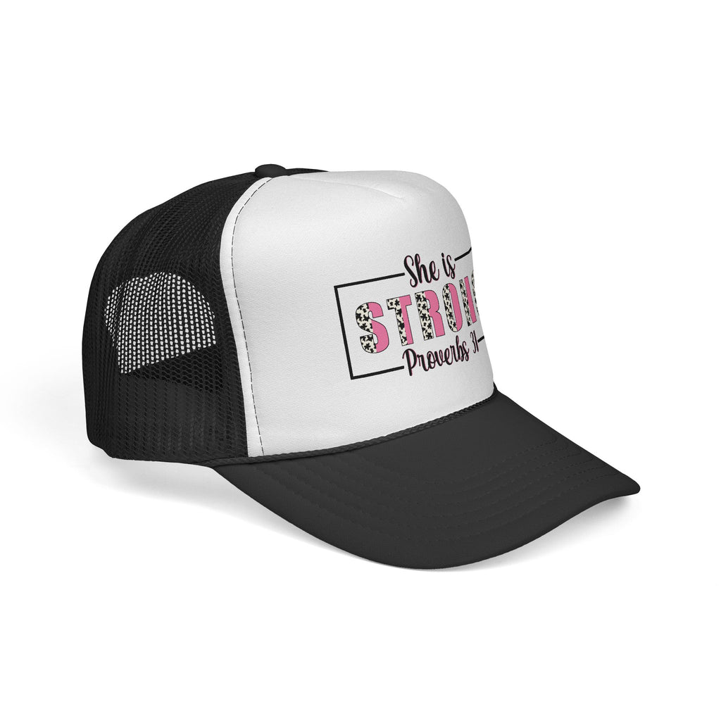 She Is Strong Trucker Cap – Proverbs 31 Inspirational Mesh Hat