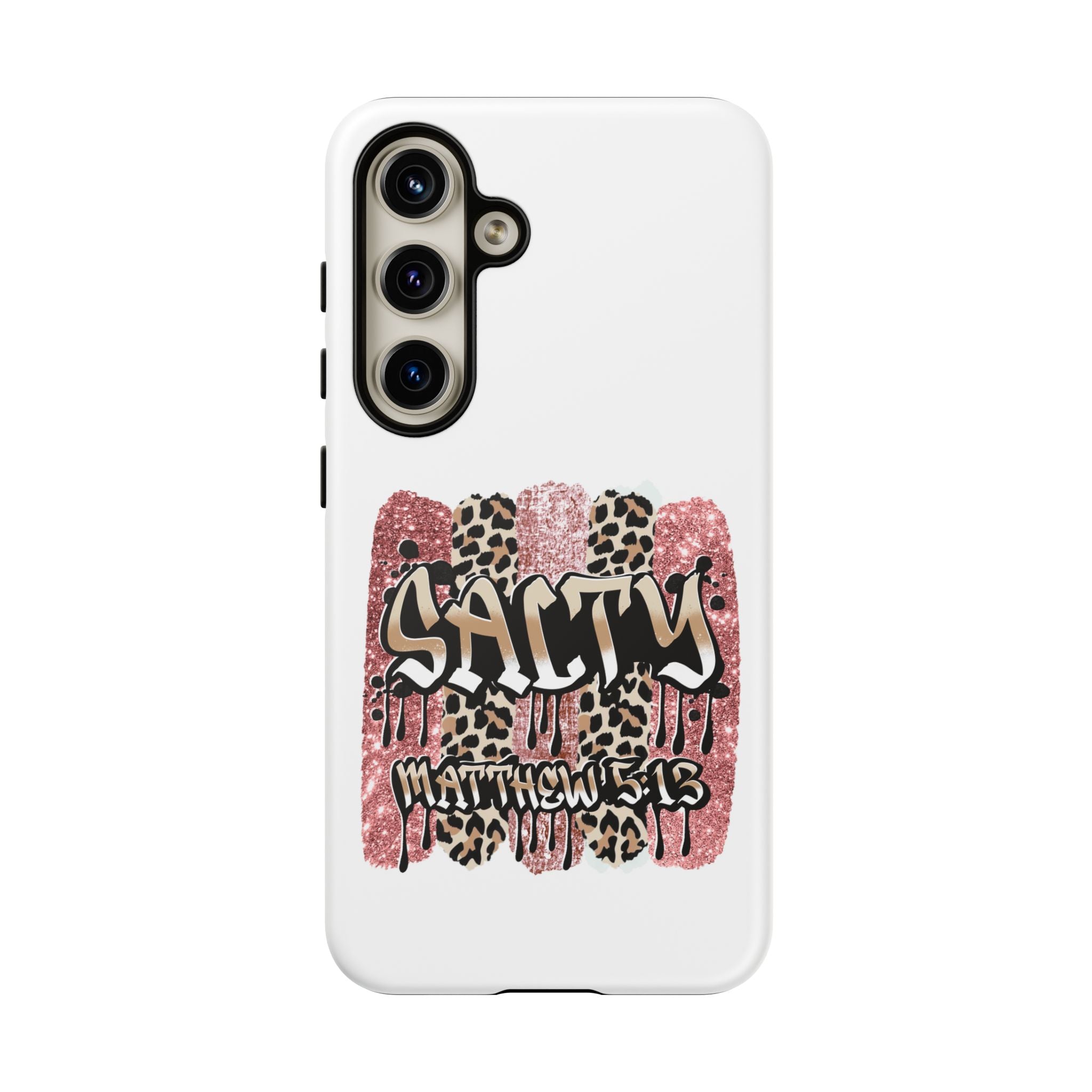 Salty Matthew 5:13 Scripture Leopard Pink Glitter Tough Case — Matthew 5:13 Scripture Phone Cover