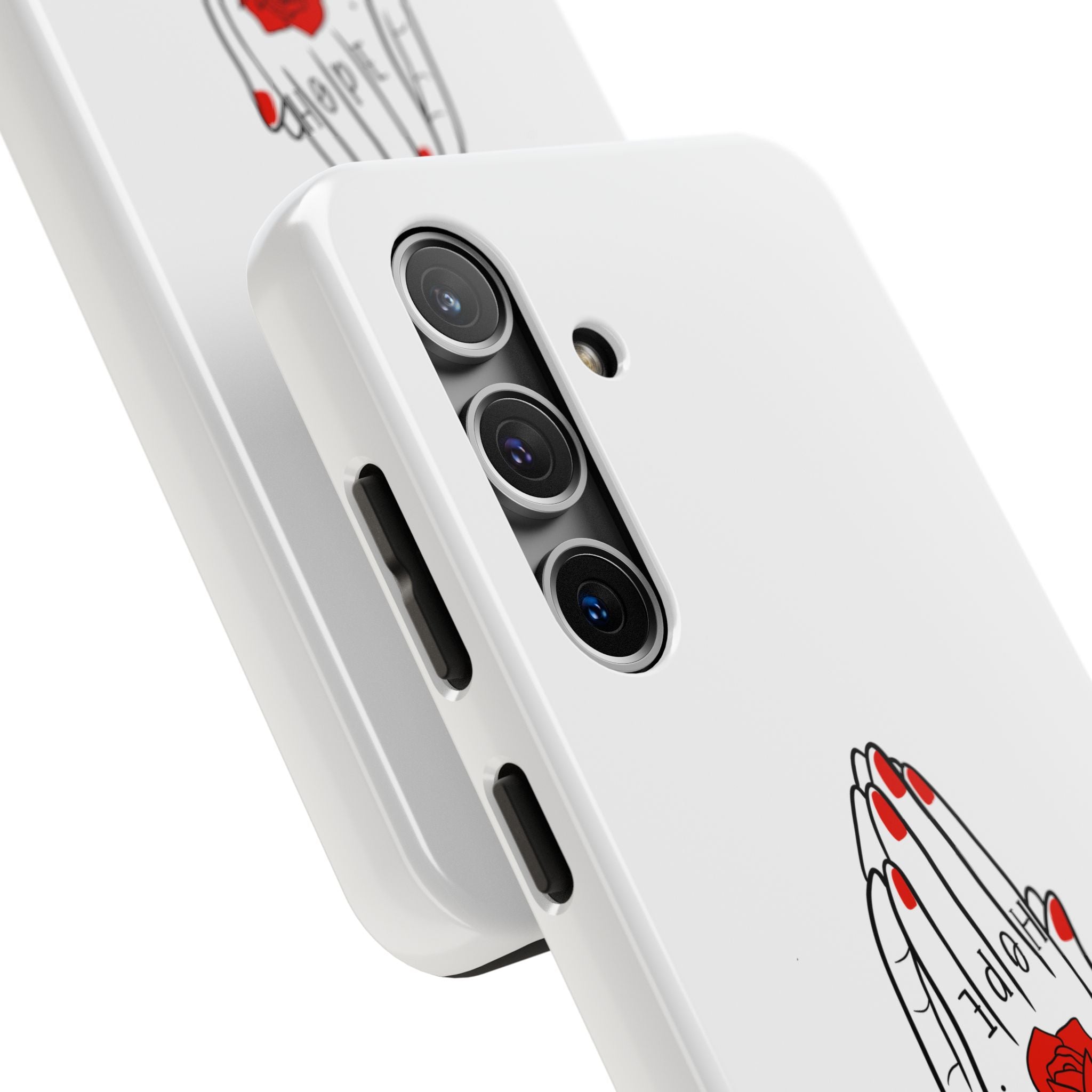 Pray Harder Phone Case — Tough Protective Phone Cover with Praying Hands & Rose Design
